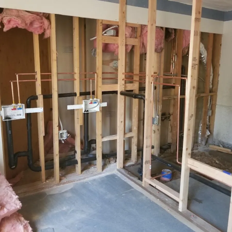 Copper pipe rough-in and plumbing installation in Livingston